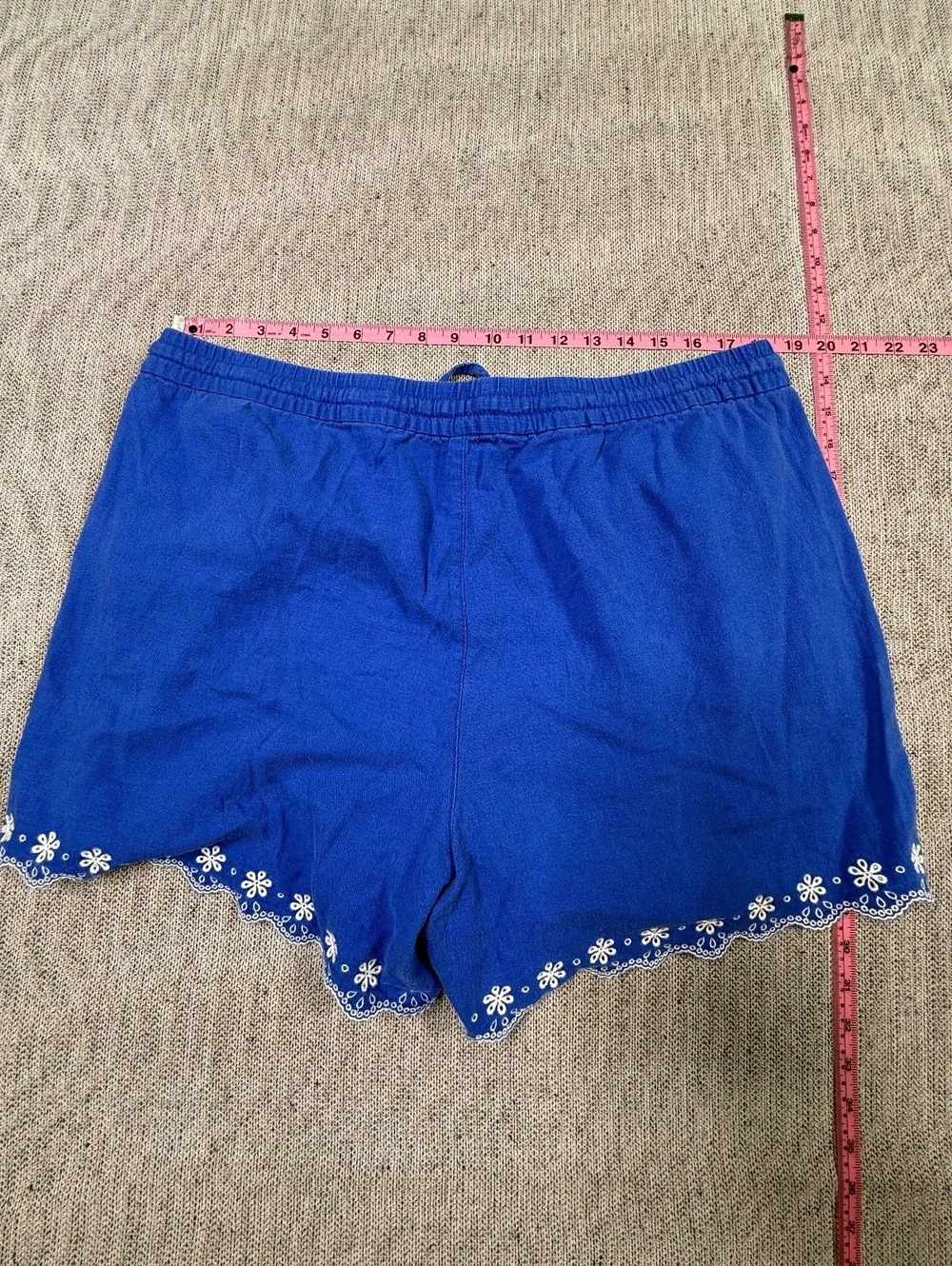 J.Crew Linen Blend Scalloped Hem Shorts XL Blue